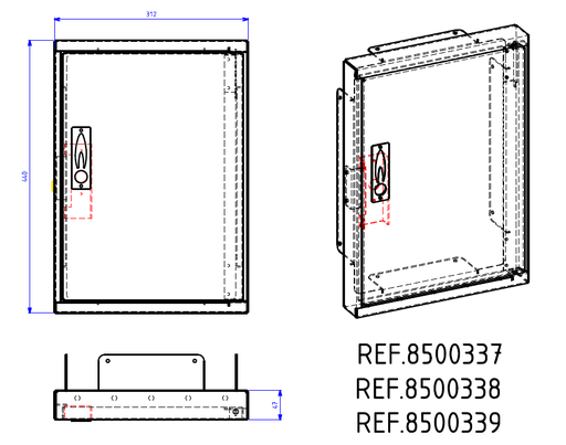 [8500338] PORTE ALUMINIUM DE REPARATION DE COFFRET S200 MECELEC / CAHORS / STRATINOR 8500338 8500337 8500339