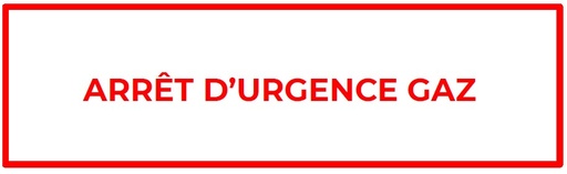 [ETI117] ETIQUETTE "ARRET D'URGENCE GAZ" 150X75 LETTRAGE ROUGE SUR FOND BLANC