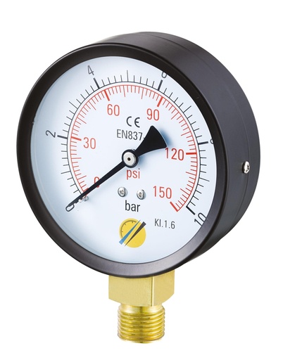 [MTDM100VM-6] MANOMETRE SEC RADIAL Ø100MM 0-6B 1/2"G CL1,6 LAITON BOITIER ACIER MANOR1006